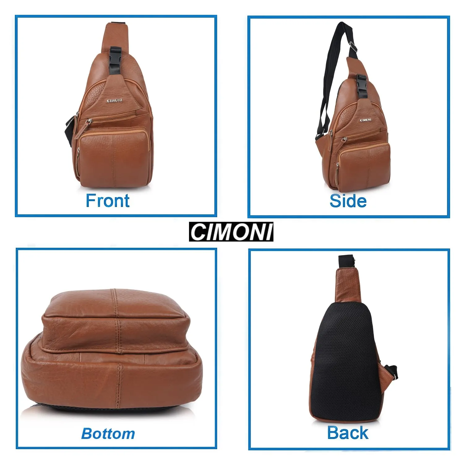 CIMONI® Premium Genuine Leather Sling Bag Classic Unique Design & Cross Body Bag Outdoor Small Shoulder Side Purse