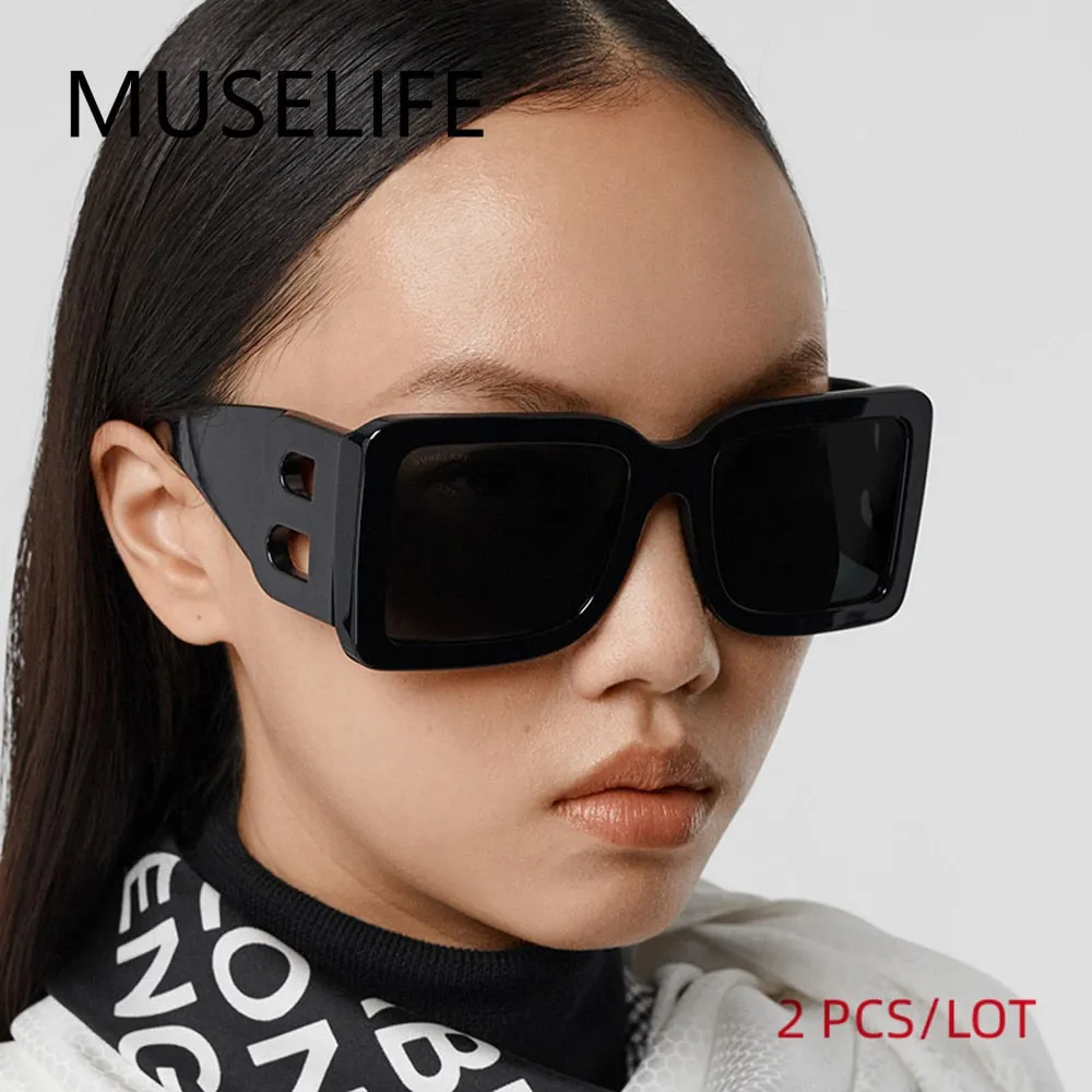 Classic Black Luxury Brand Women&#39;s sunglasses Ladies Trendy Designer Square Sun Glasses Retro B-Decorative Shades Eyewear UV400