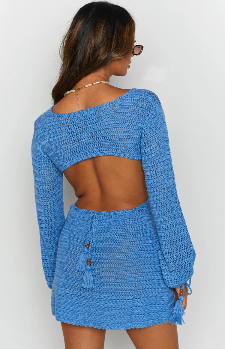 Cleo Crochet Dress Blue