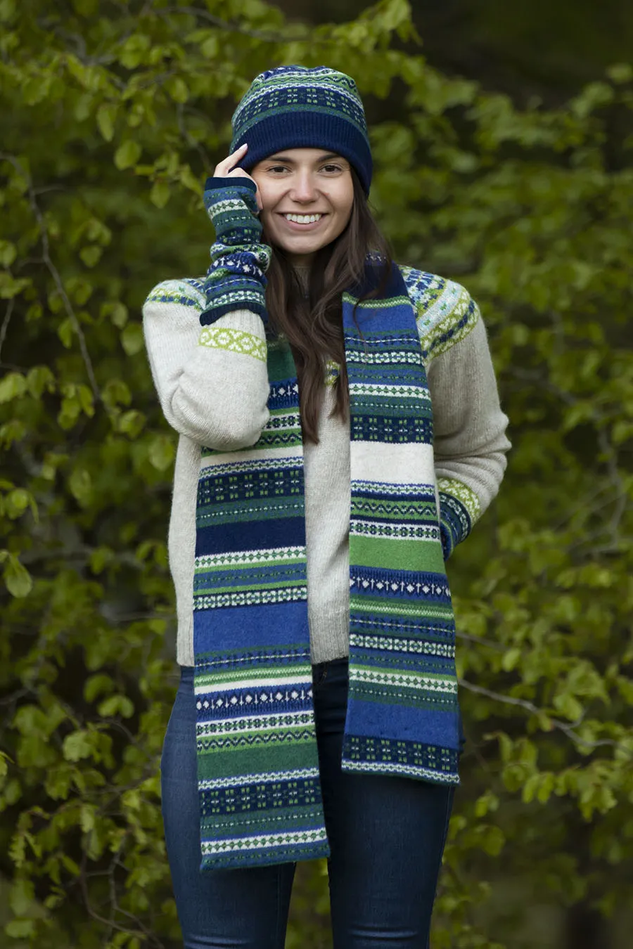 Clyde Fair isle scarf - Green