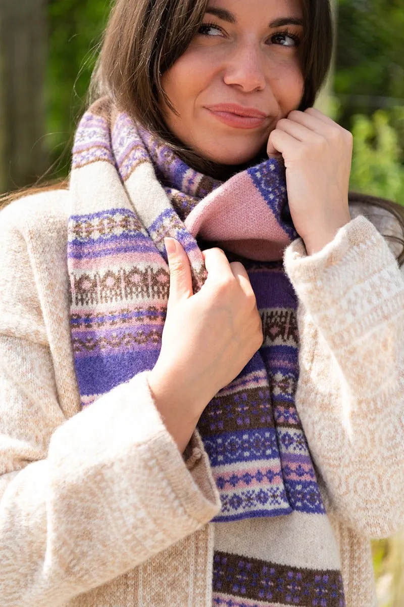 Clyde Fair isle scarf - Purple