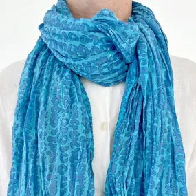 Cotton Scarf: Periwinkle Abstract Lines