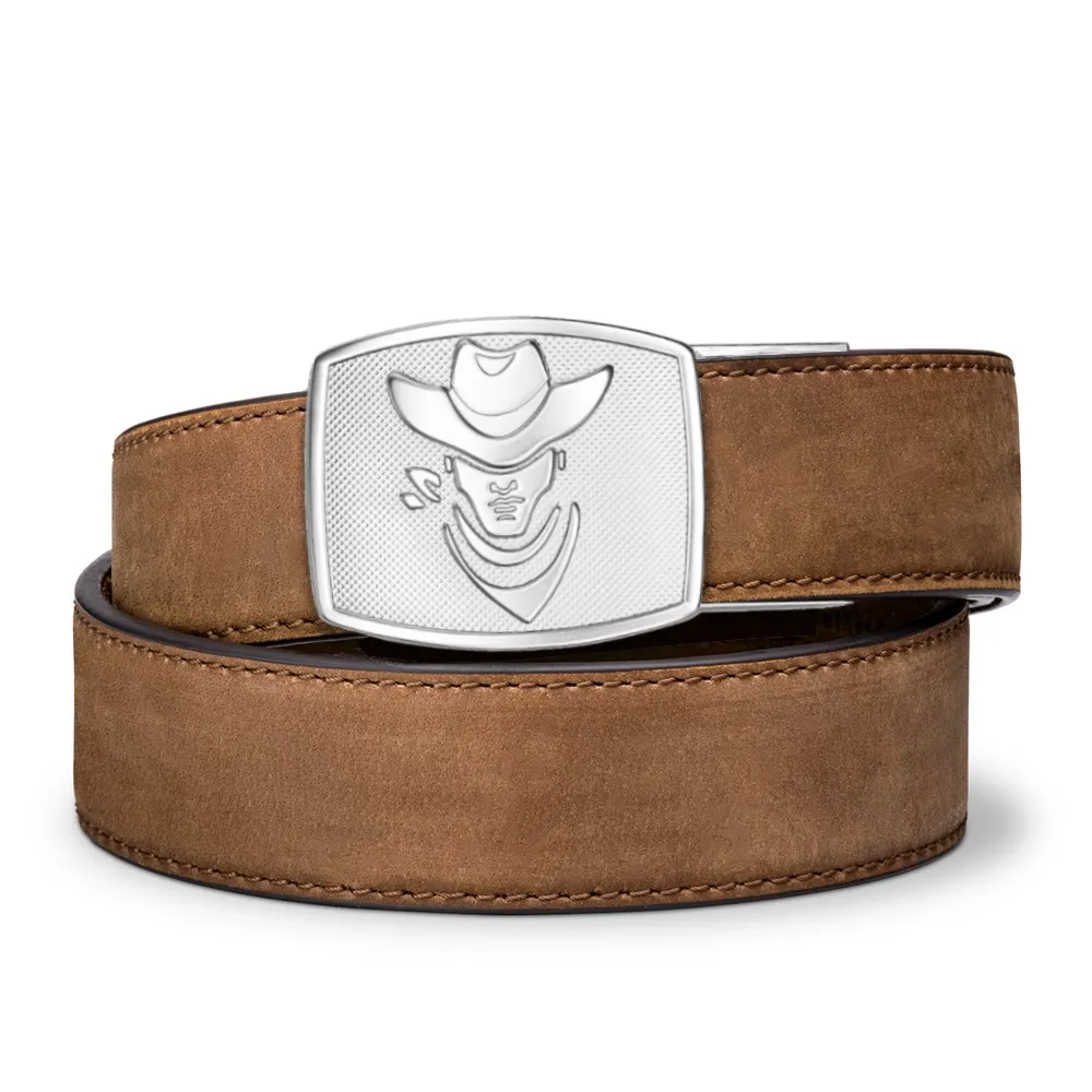 COWBOY BUCKLE | BROWN BUFFALO LEATHER GUN BELT