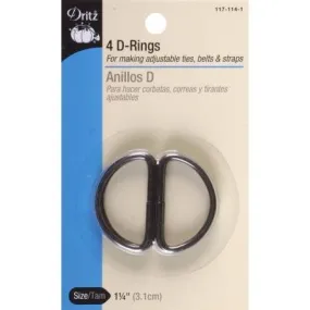 D-Rings Black 1¼", 4 count