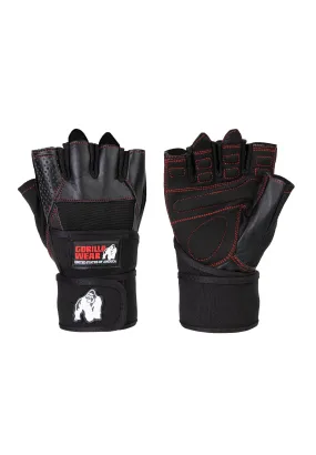 Dallas Wrist Wraps Gloves - Black/Red Stitched