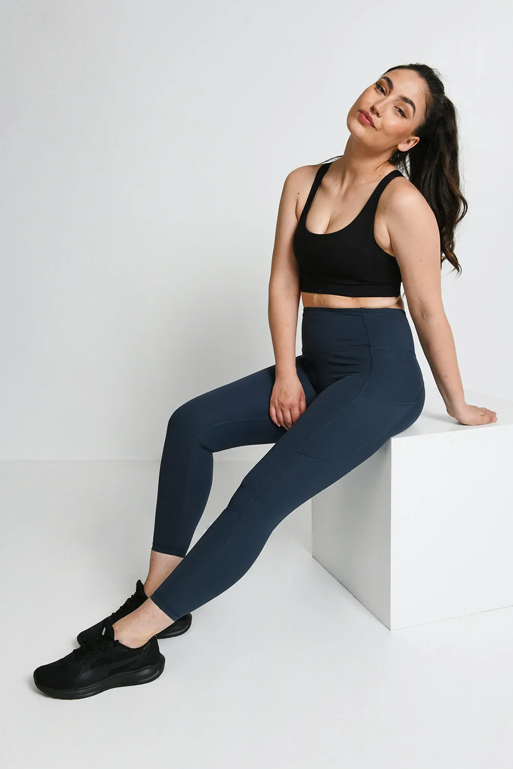 Energise 7/8 High Waisted Gym Leggings - Thunder Blue