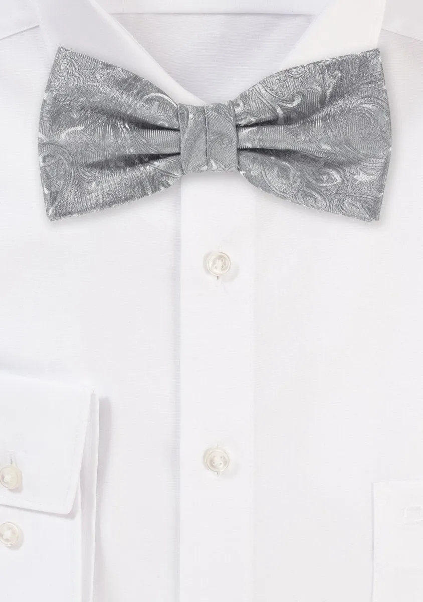 Festive Silver Proper Paisley Bowtie