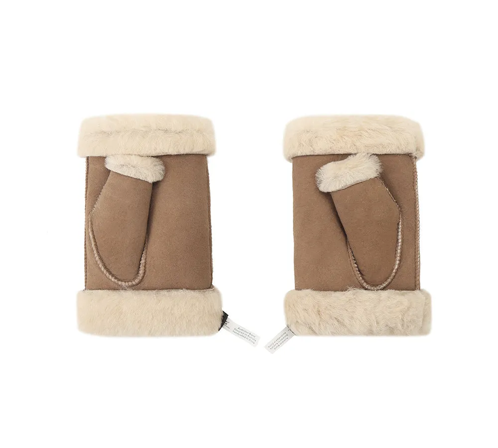 Fluffy Fingerless Sheepskin Wool Mittens