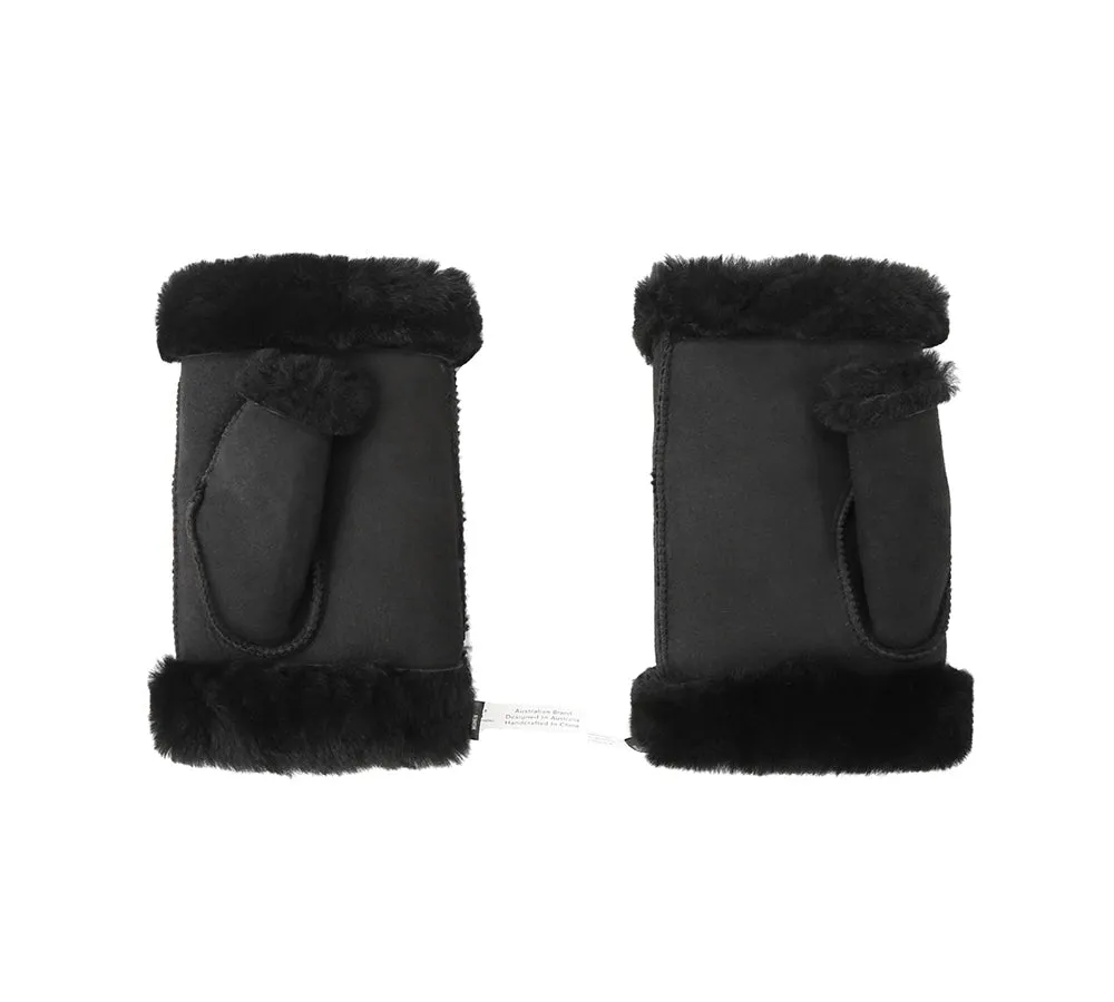 Fluffy Fingerless Sheepskin Wool Mittens