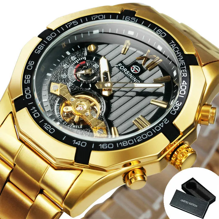 Forsining Military Sports Tourbillon Skeleton Automatic Mechanical Men Watch TM 368G