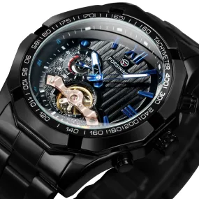 Forsining Military Sports Tourbillon Skeleton Automatic Mechanical Men Watch TM 368G