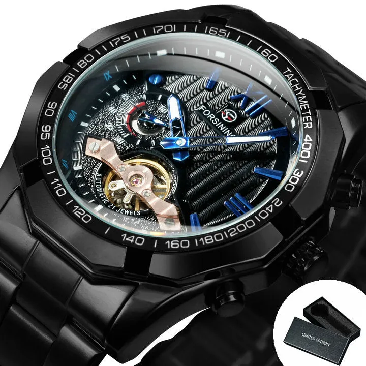 Forsining Military Sports Tourbillon Skeleton Automatic Mechanical Men Watch TM 368G