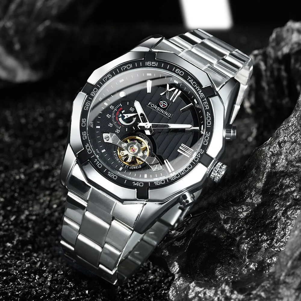 Forsining Military Sports Tourbillon Skeleton Automatic Mechanical Men Watch TM 368G