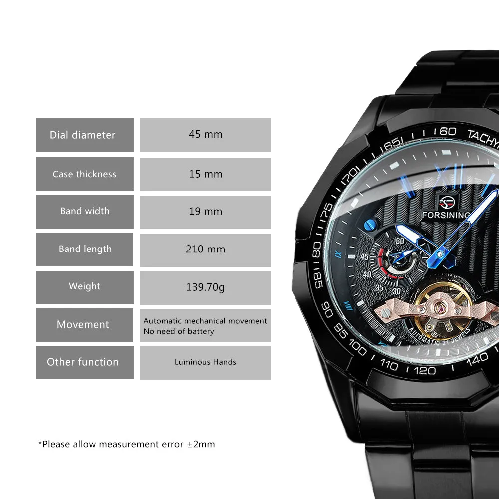 Forsining Military Sports Tourbillon Skeleton Automatic Mechanical Men Watch TM 368G