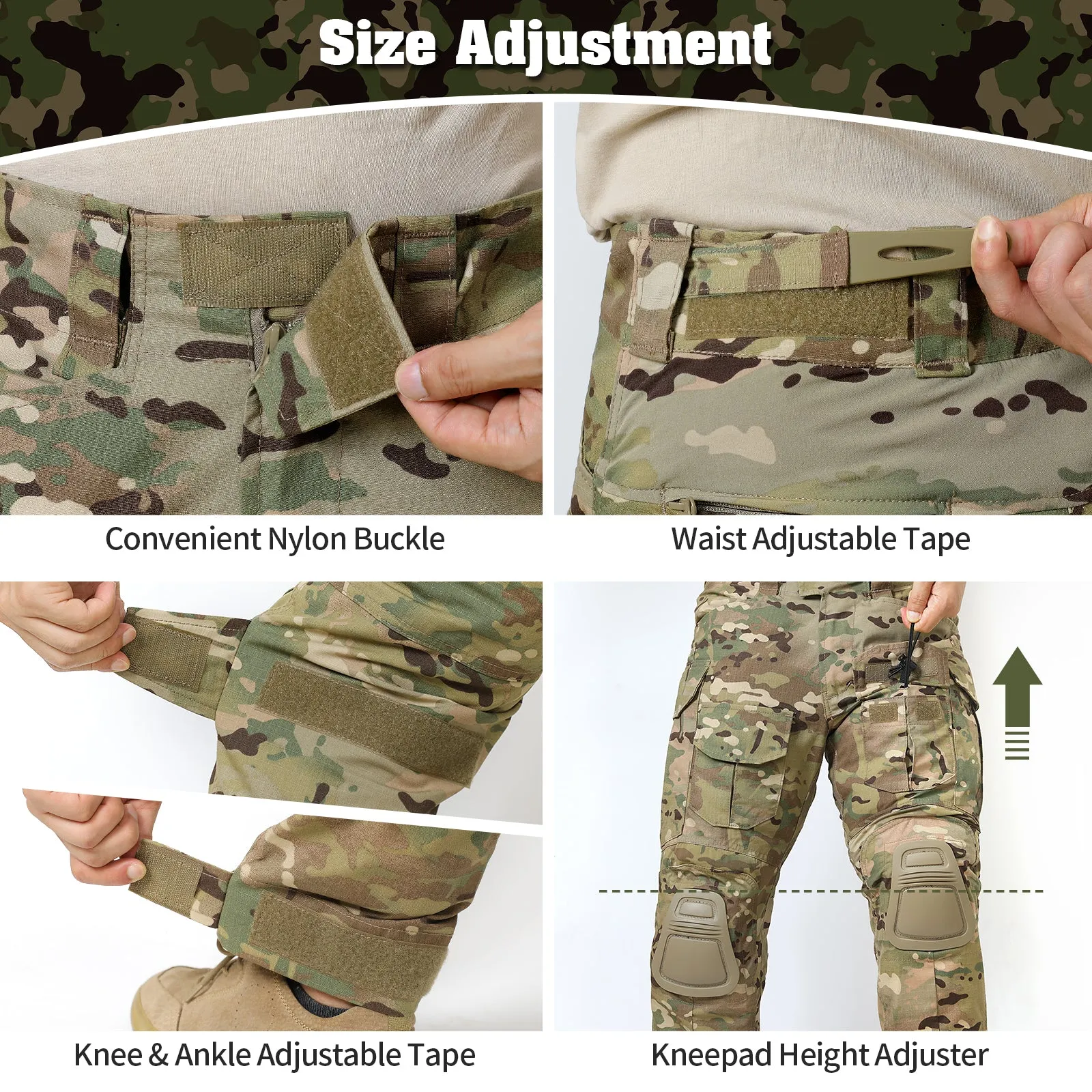 G3 Pro Combat Pants with Knee Pads Rip-Stop Tactical Pants Camouflage