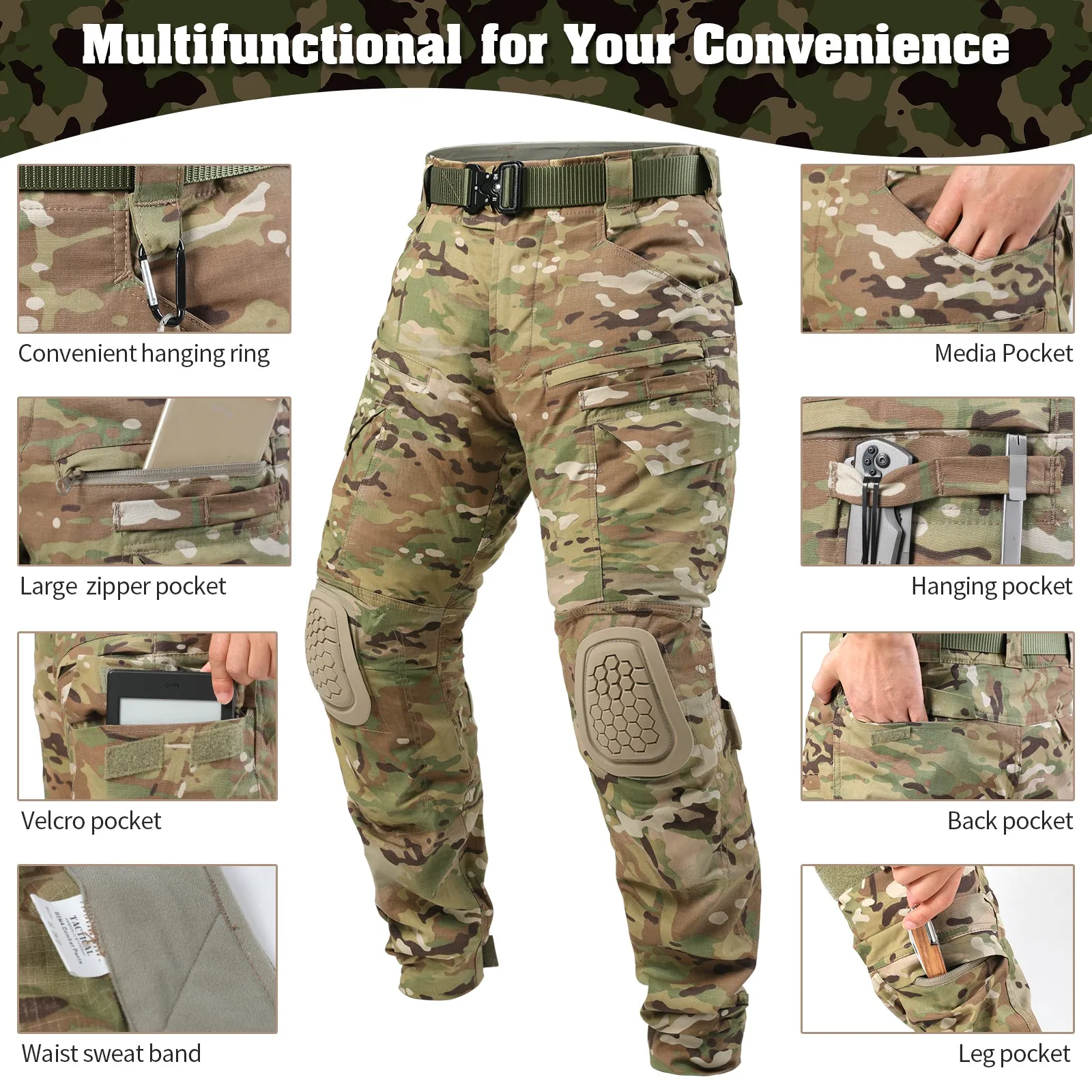 G4 Pro Combat Pants with Knee Pads Camouflage Tactical Pants