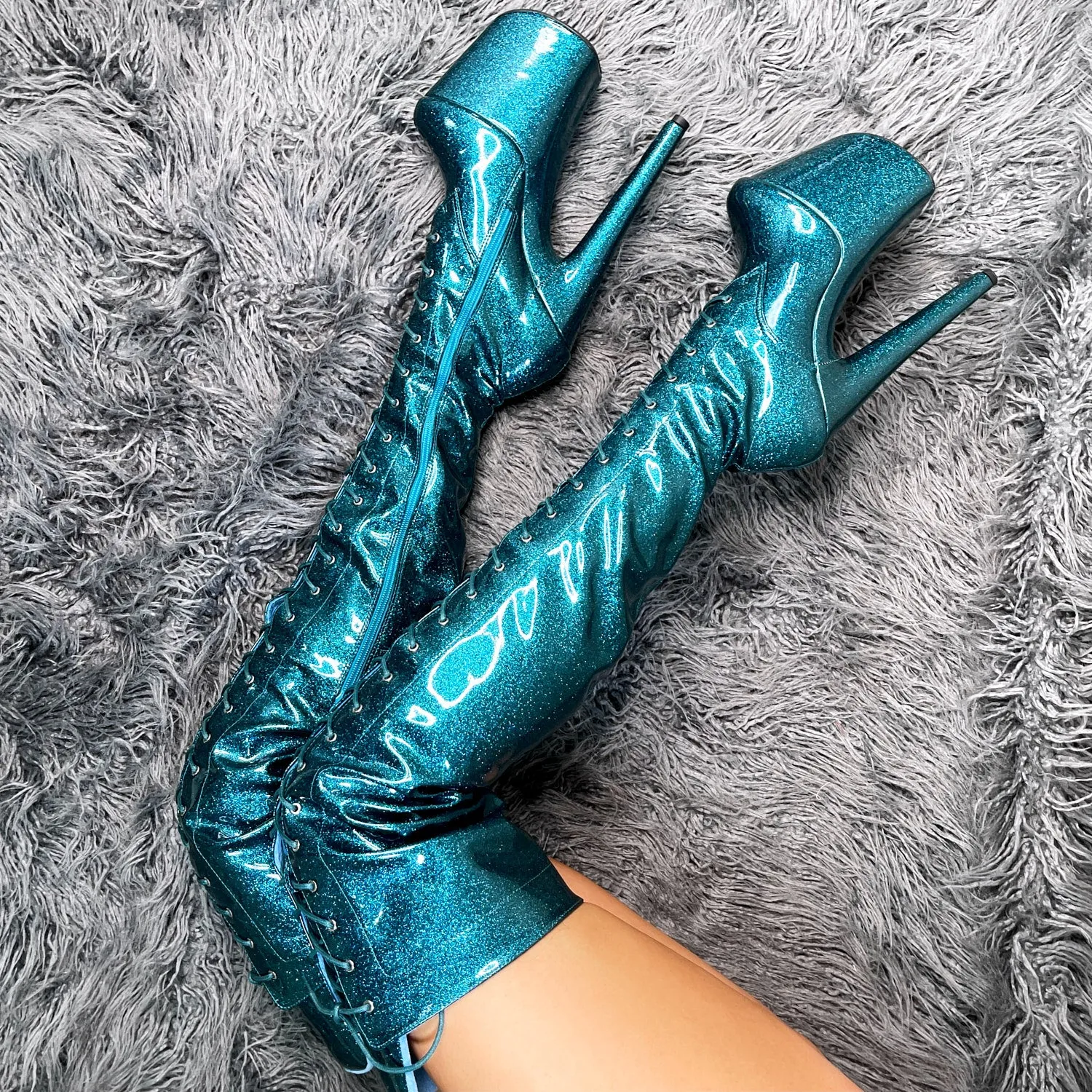 Glitterati Thigh High - Ocean Eyes- 8 INCH