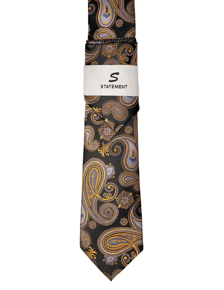 GOLD PAISLEY 2 PC TIE & HANKIE SET