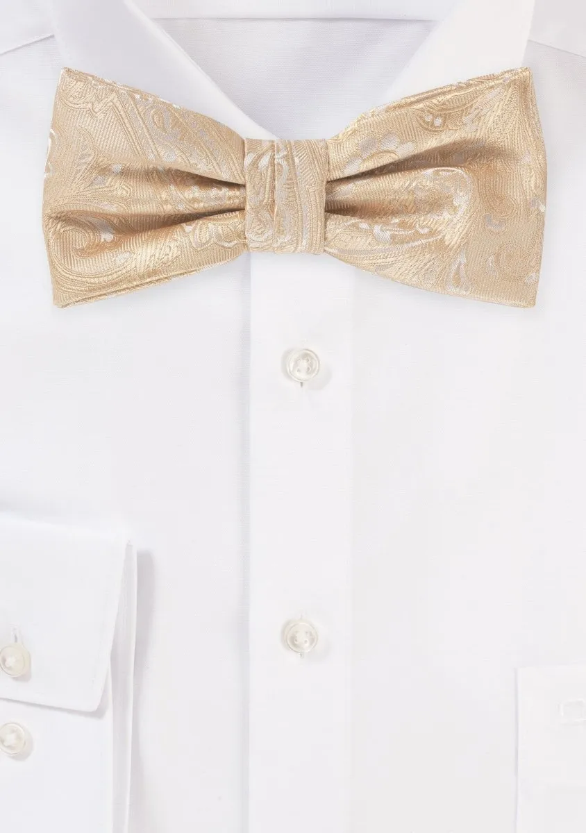 Golden Champagne Proper Paisley Bowtie