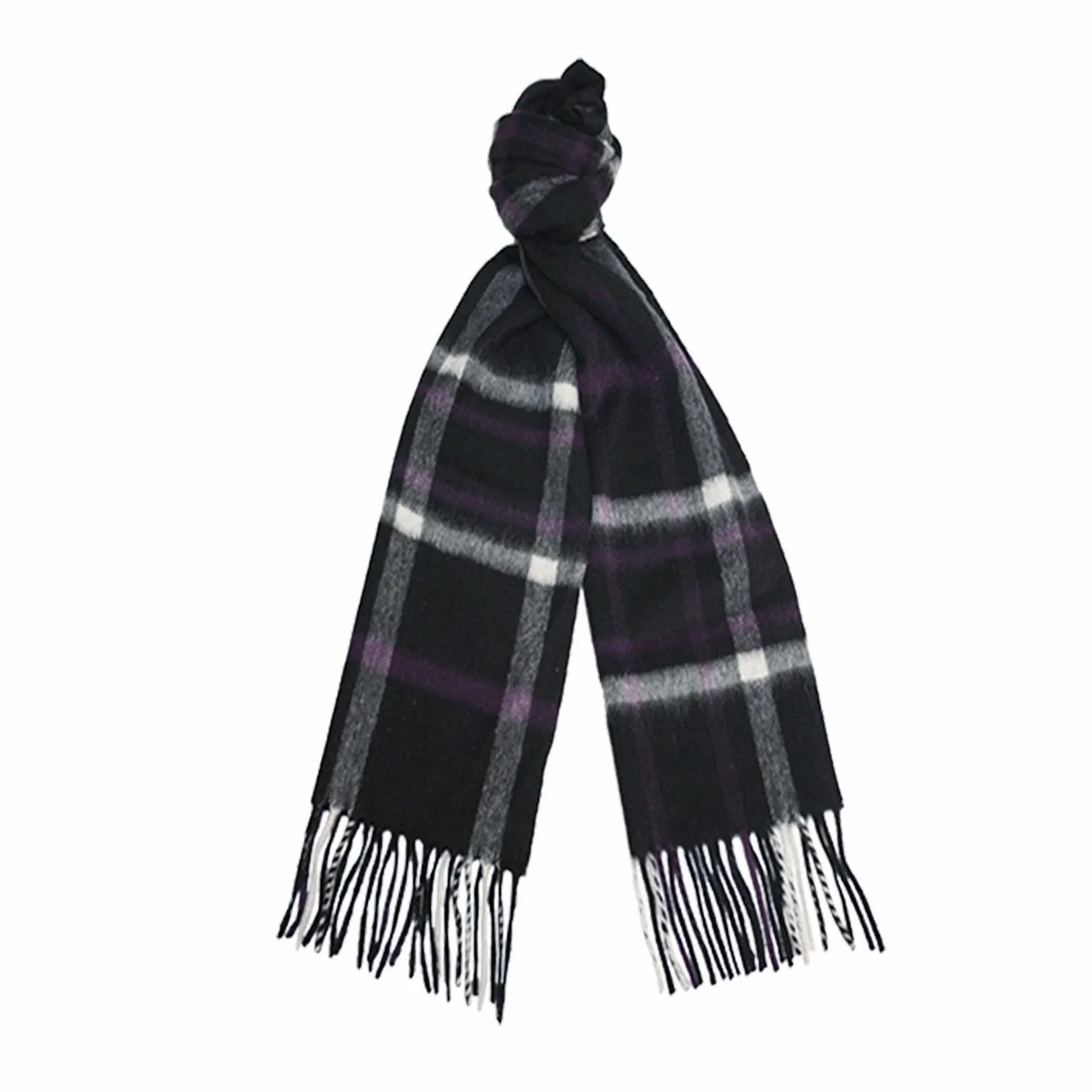 Grey Camel Cashmere Woven Check Scarf