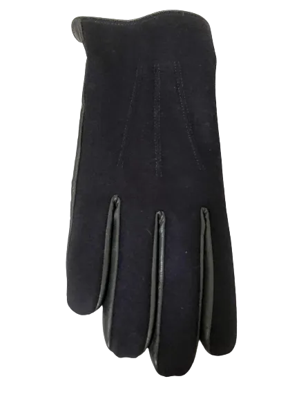 Grey Nappa Leather Gloves with Wool