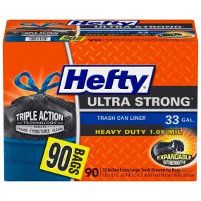 Hefty Ultra Strong 33-Gallon Kitchen Drawstring Trash Bags - 90 Ct