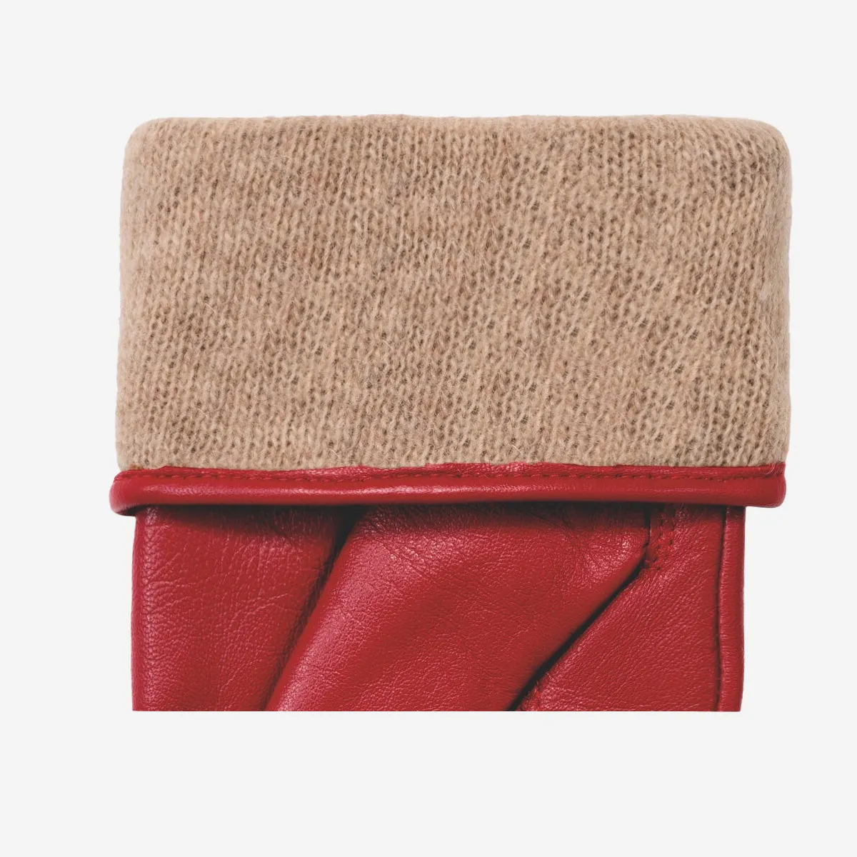 Ivy (red) – sheepskin leather gloves with wool/cashmere lining & touchscreen feature