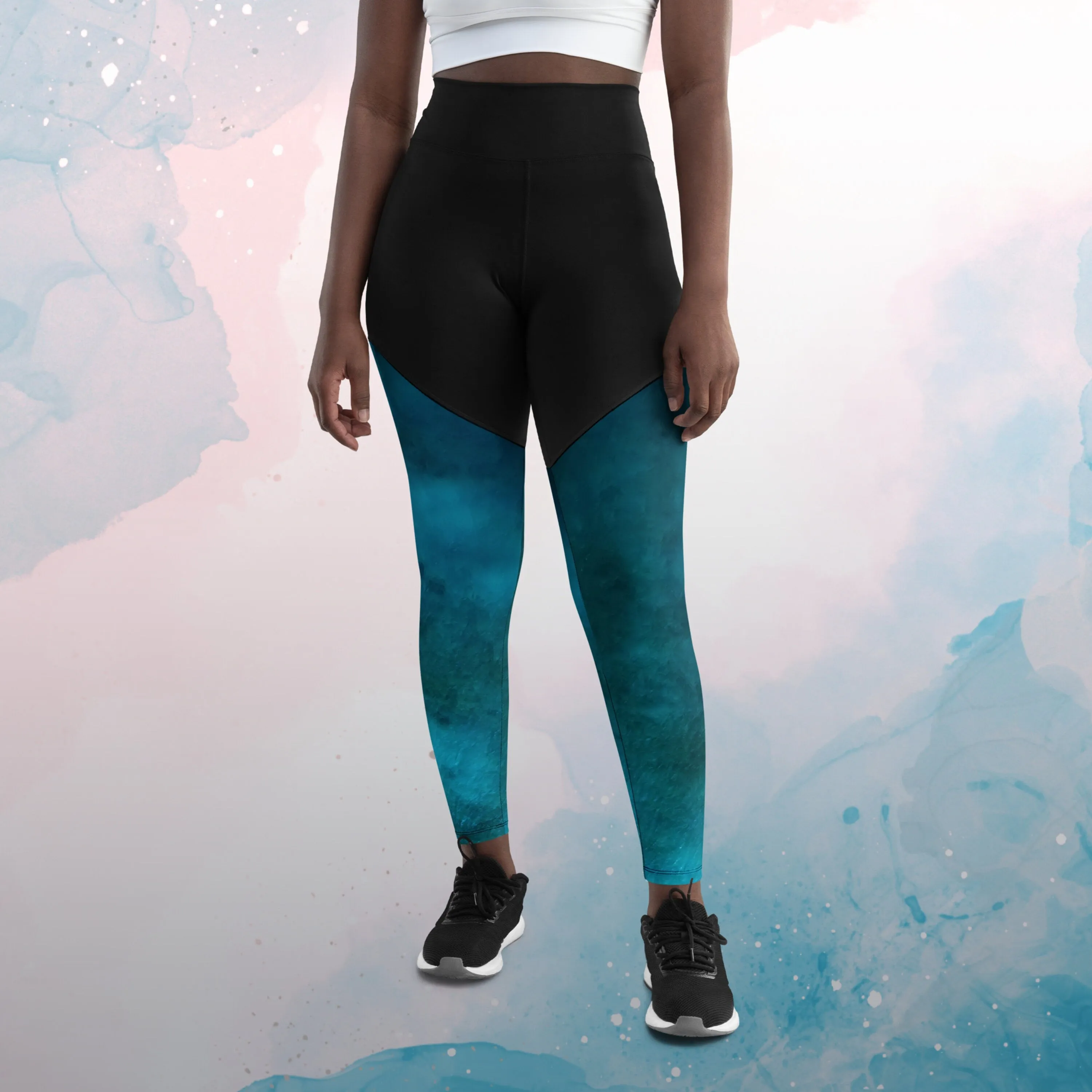 Jewel Blue Toned Womens Compression Sports Leggings