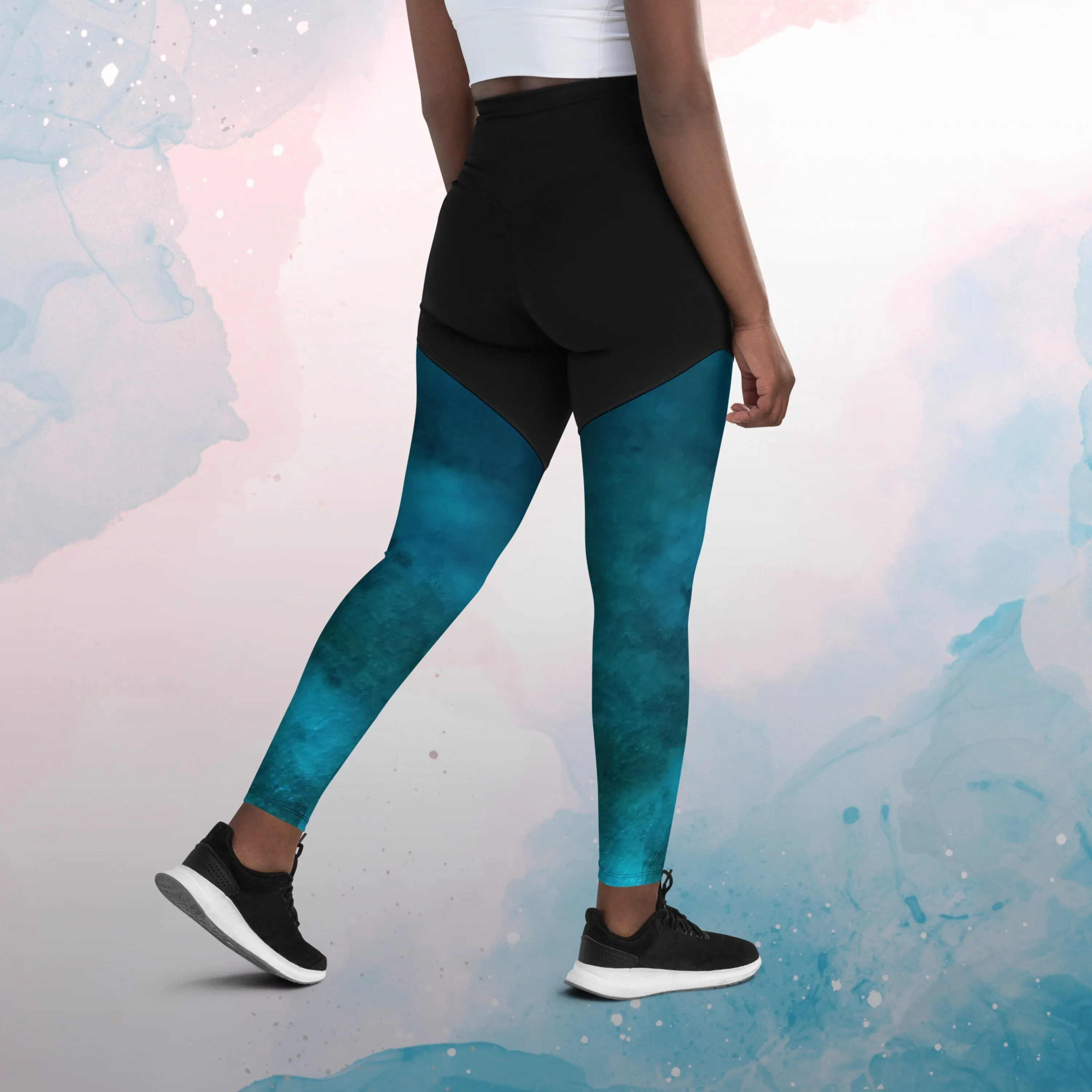 Jewel Blue Toned Womens Compression Sports Leggings