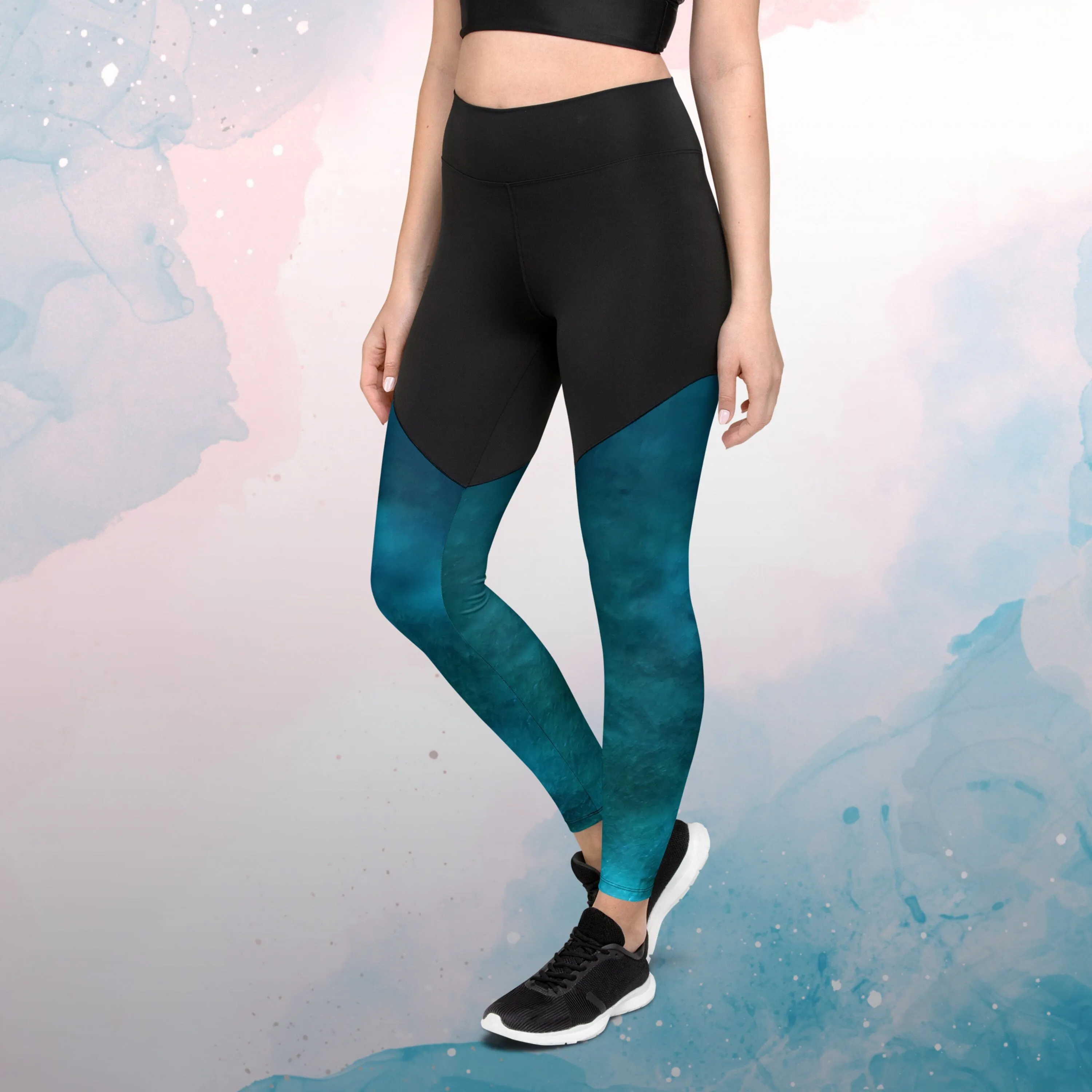 Jewel Blue Toned Womens Compression Sports Leggings