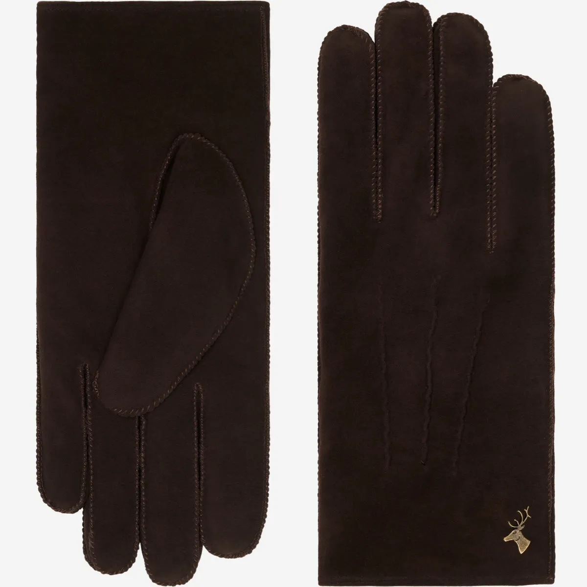 Josie (brown) - suede goatskin leather gloves with luxurious shearling lining