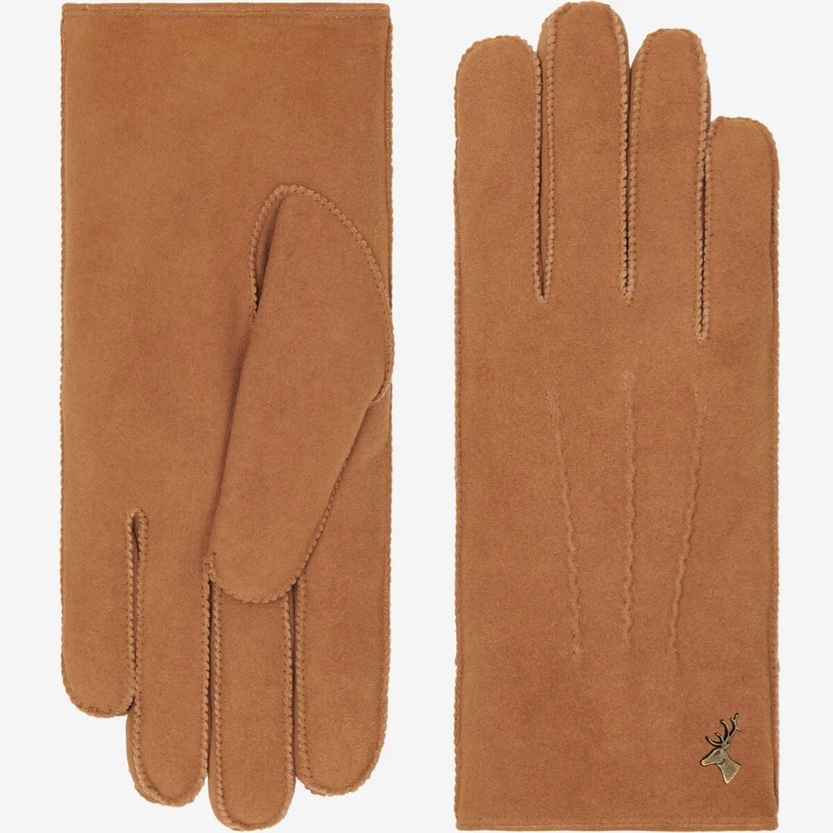 Josie (camel) - suede goatskin leather gloves with luxurious sheep fur lining