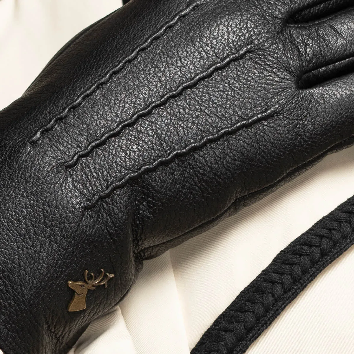 Julia (black) - goatskin leather gloves with luxury faux fur lining & touchscreen feature