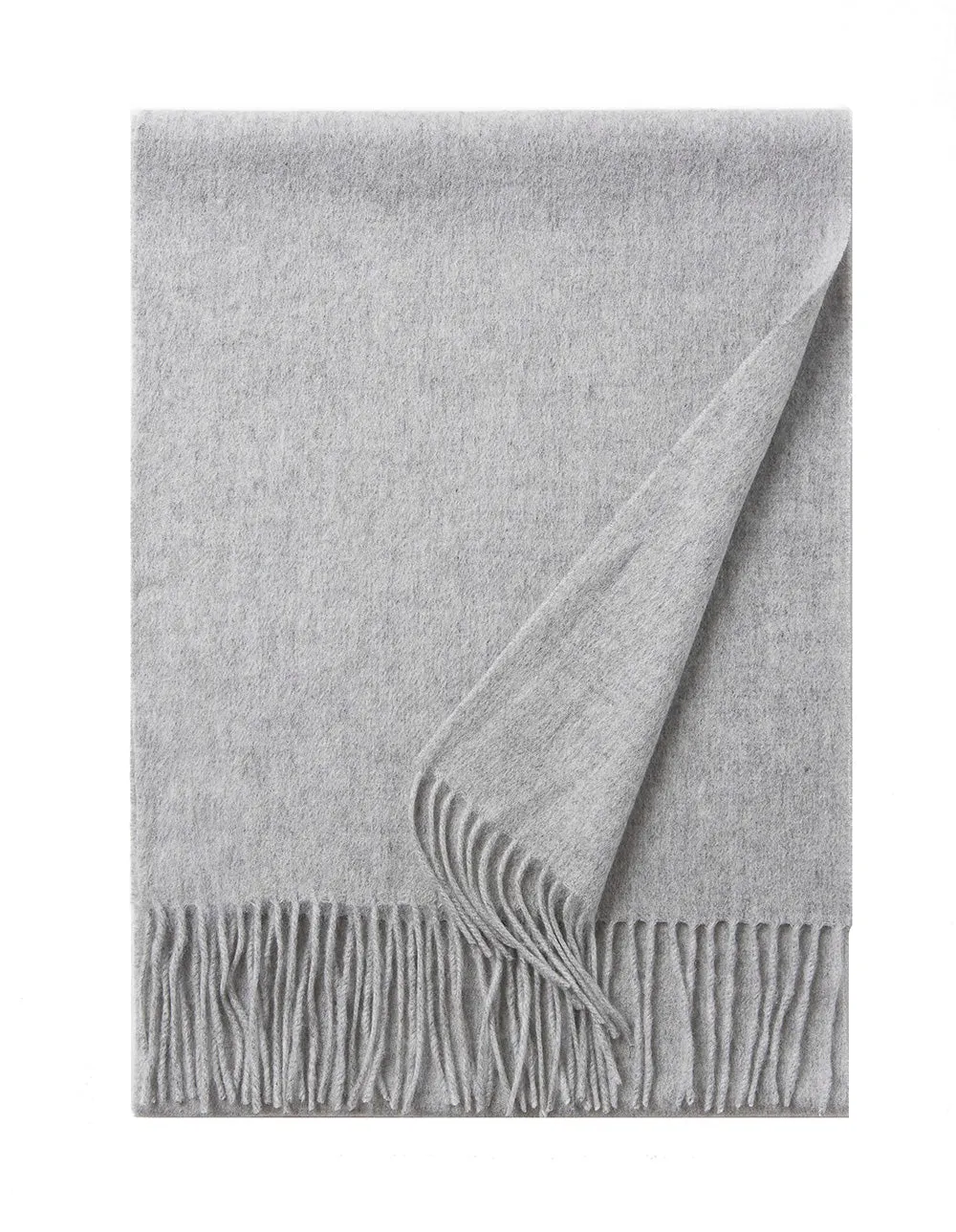 Lambswool Scarf Woven Plain Light Grey