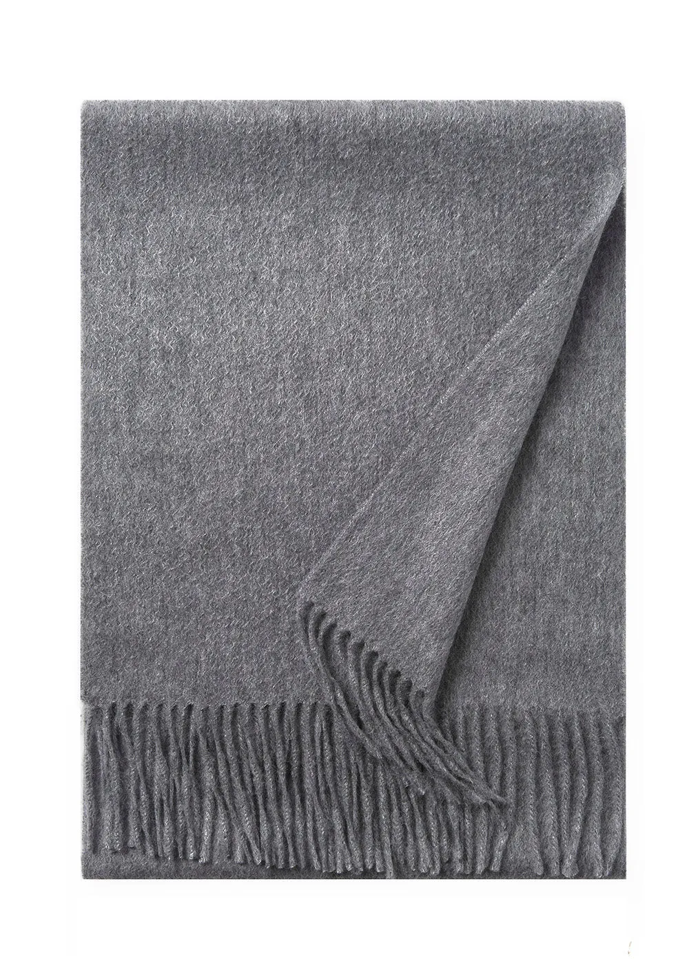 Lambswool Scarf Woven Plain Mid Grey