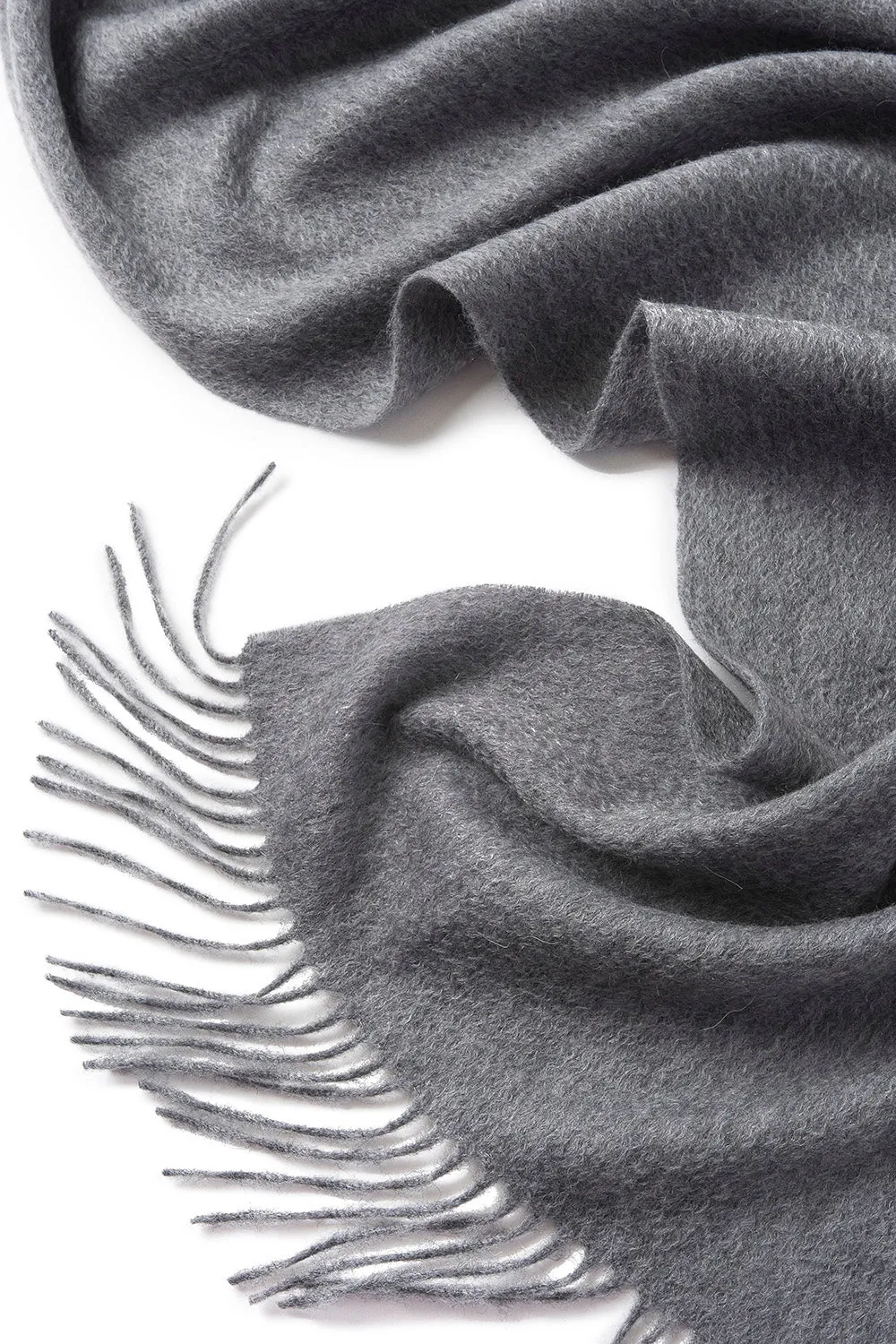 Lambswool Scarf Woven Plain Mid Grey