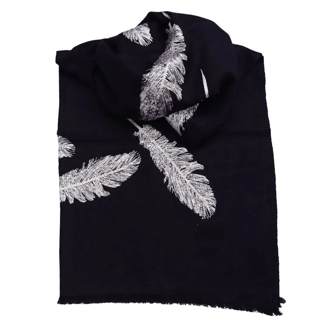 Large Pashmina Stole with Feathers and Beads