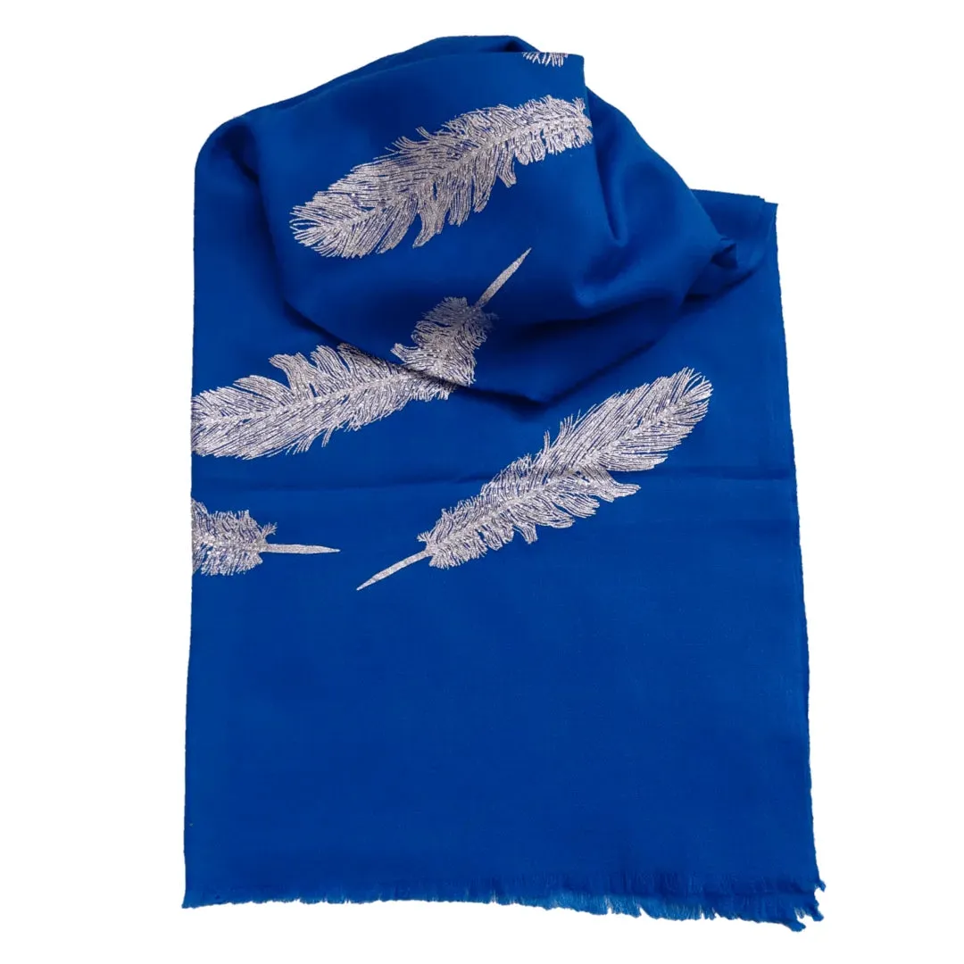 Large Pashmina Stole with Feathers and Beads