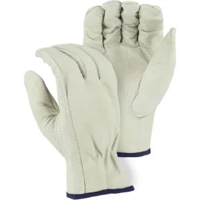 Leather Drivers Glove - Industrial-Grade Cowhide, Gunn Cut, Shirred Back, Keystone Thumb, Majestic (PK 12 Pairs)