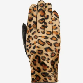 Leopard - sheep leather gloves with warm fleece lining & touchscreen feature