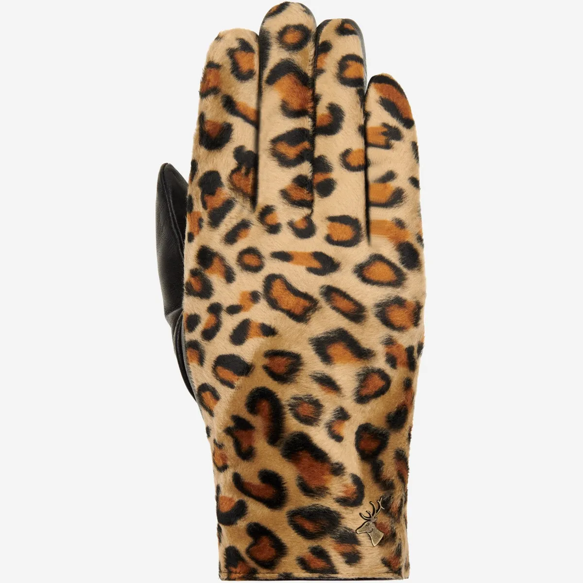 Leopard - sheepskin leather gloves with warm fleece lining & touchscreen feature