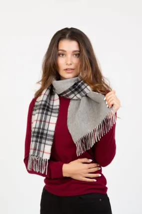 Made in Scotland Double Sided Cashmere Scarf - White Scotty Thompson & Grey