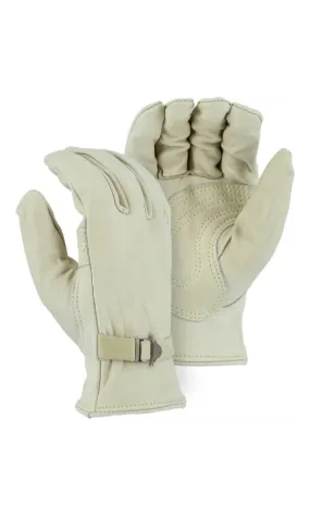 Majestic Gloves 1550 Kevlar Sewn Cowhide Leather Gloves with Leather Wrist Strap (Dozen)