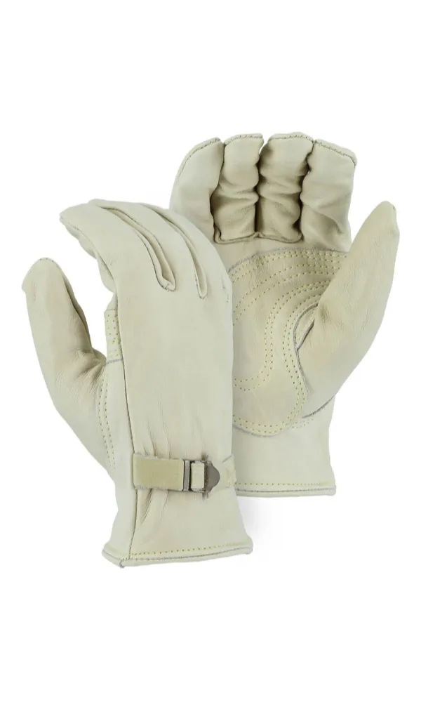 Majestic Gloves 1550 Kevlar Sewn Cowhide Leather Gloves with Leather Wrist Strap (Dozen)