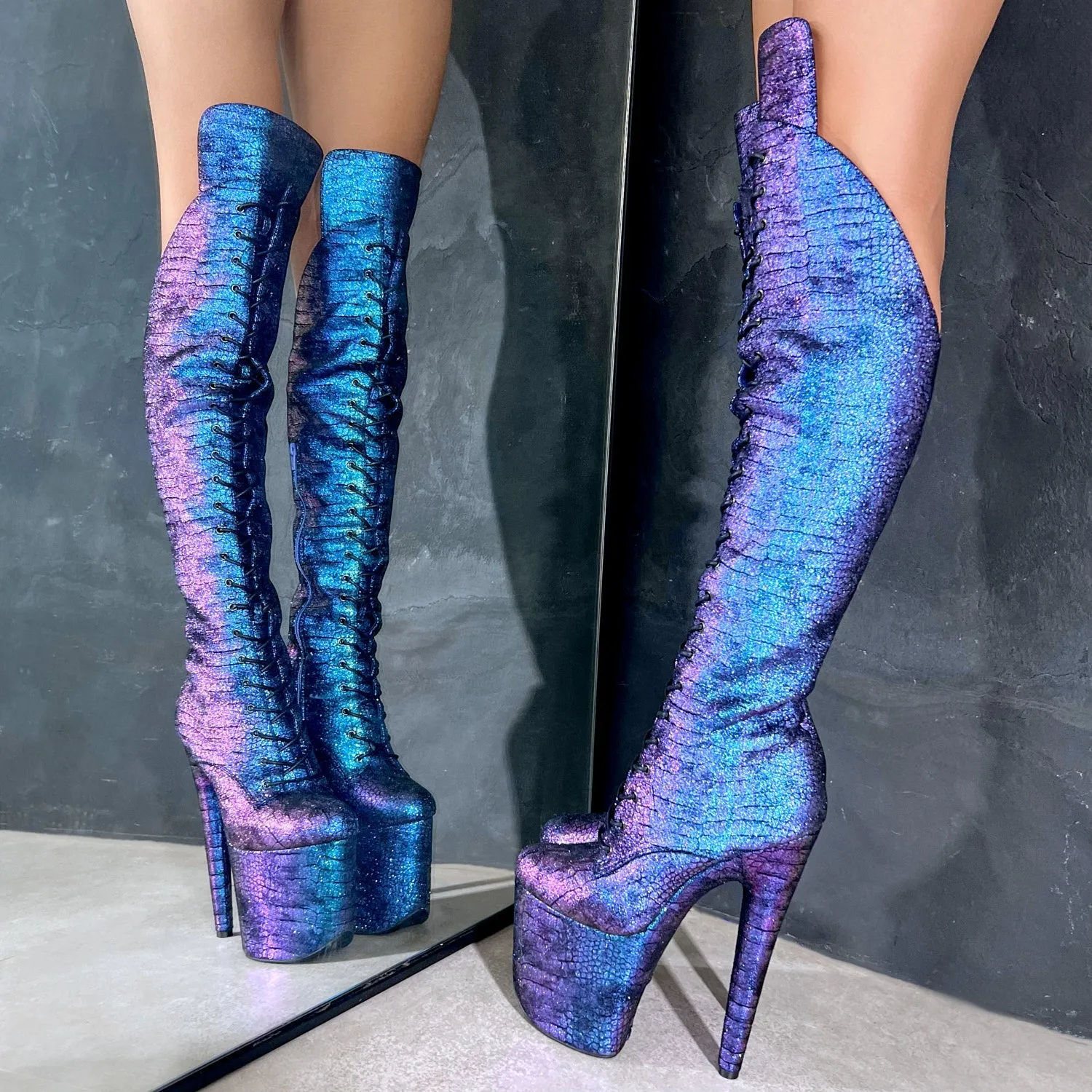 Midnight Mermaid Over Knee Boot - 8INCH