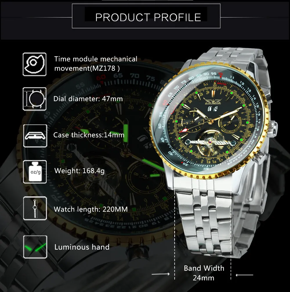 Military Sports Tourbillon Skeleton Automatic Mechanical Watches for Men A034 JARAGAR