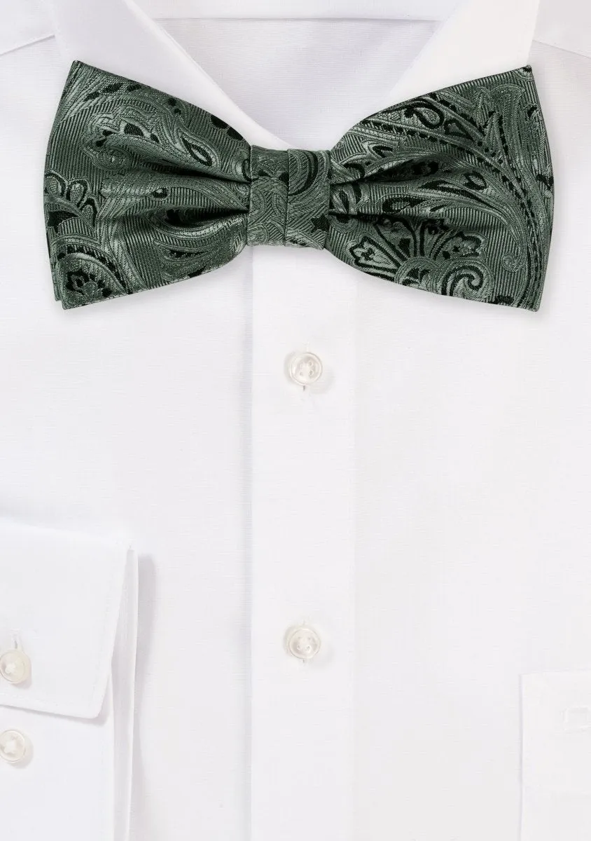 Moss Green Proper Paisley Bowtie