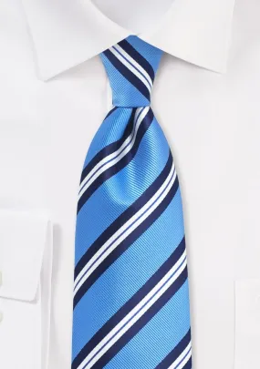 Preppy Blue Repp&Regimental Striped Necktie