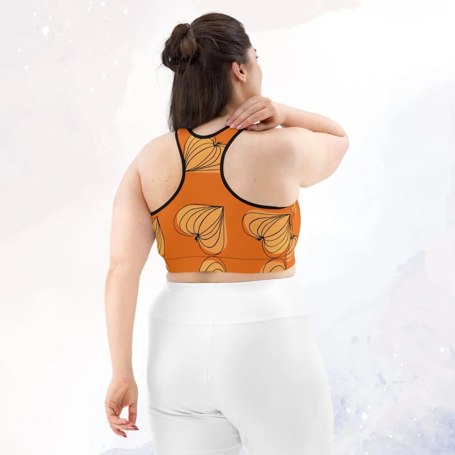 Pumpkin Hearts Orange Fall Sports Bra