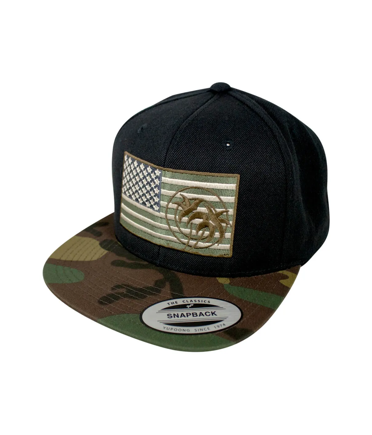 "Strong - CAMO" Black Snapback Flag Hat